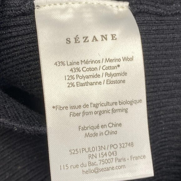 Sezane Women’s Alva Jumper V-Neck Sweater Size L Black Rib Knit Long Sleeve Pull - Picture 4 of 13